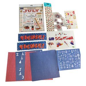 July & Patriotic Themed Sticker & Rub-On Set For Scrapbooking